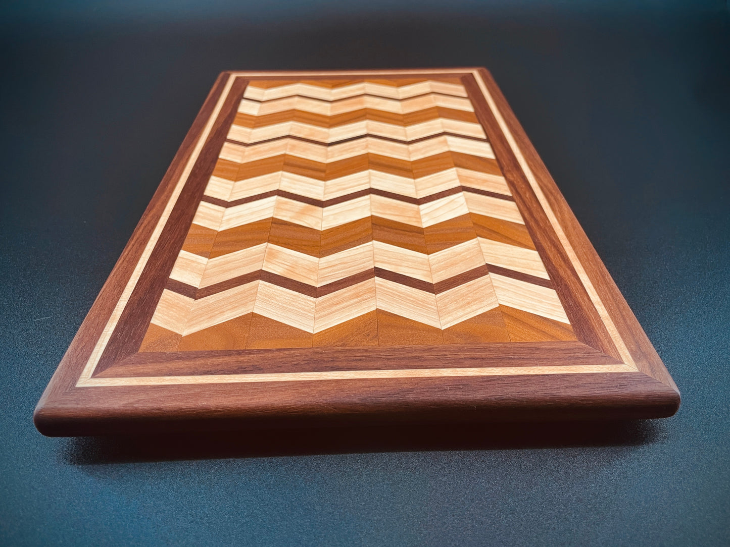 Walnut, Maple & Olive Wood Chevron Cutting Board