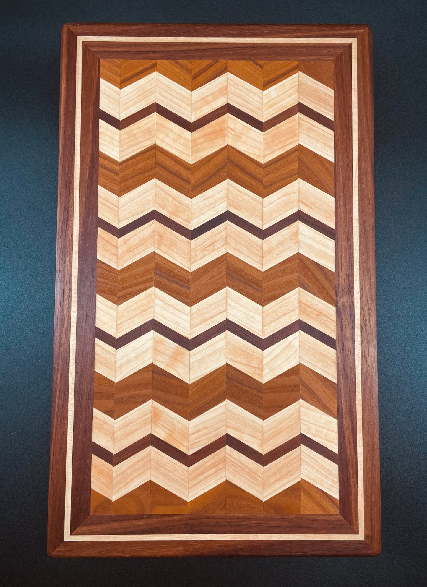 Walnut, Maple & Olive Wood Chevron Cutting Board