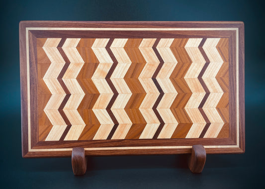 Walnut, Maple & Olive Wood Chevron Cutting Board