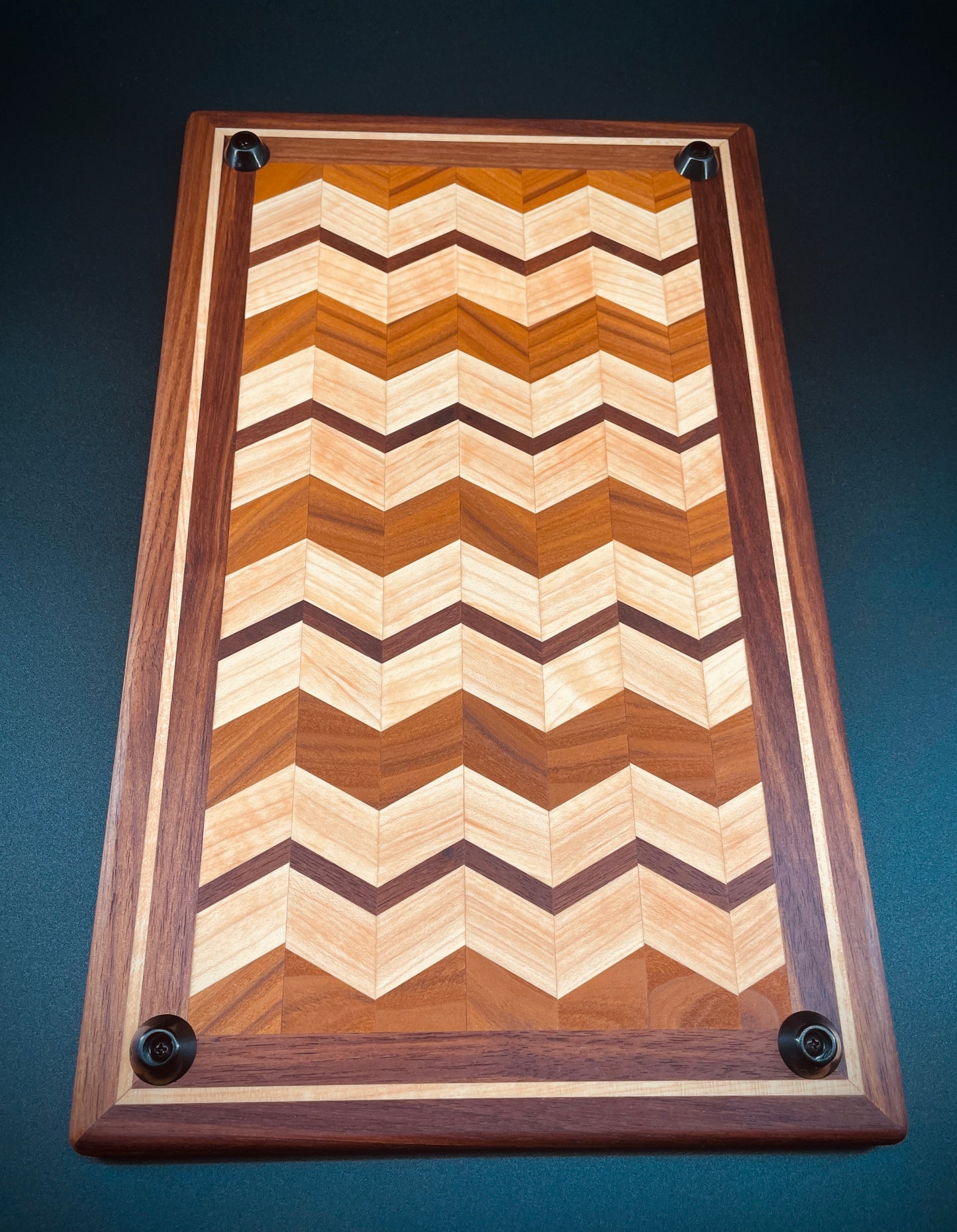 Walnut, Maple & Olive Wood Chevron Cutting Board