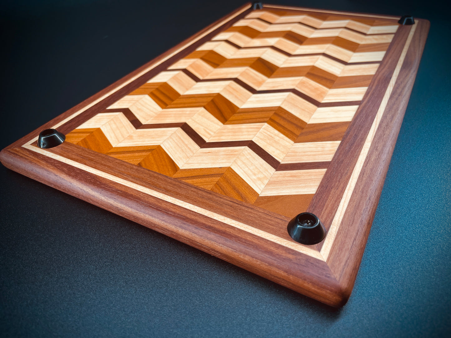 Walnut, Maple & Olive Wood Chevron Cutting Board