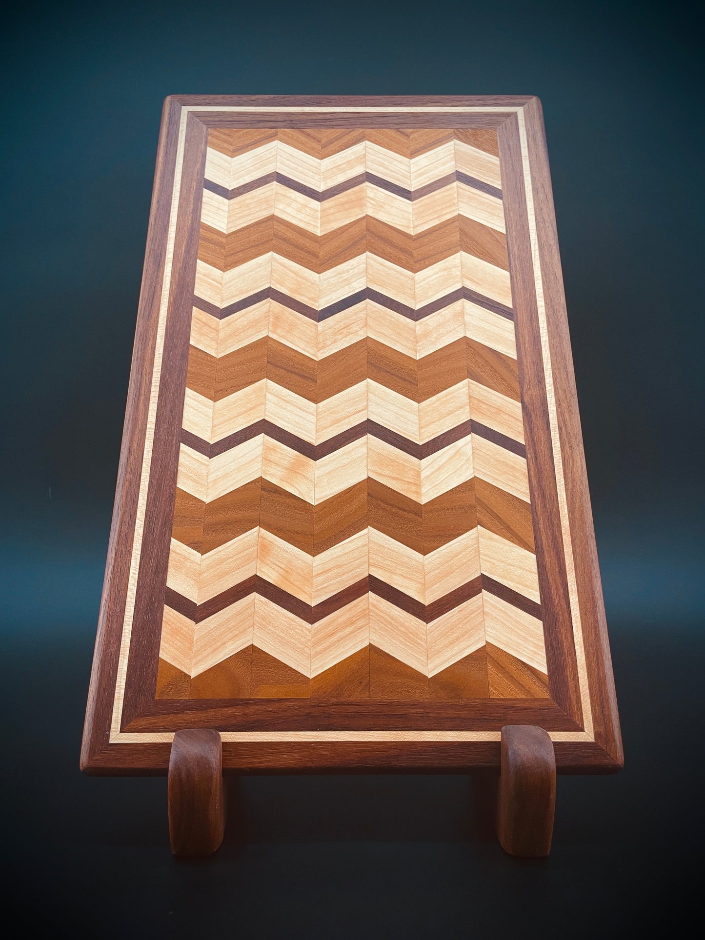 Walnut, Maple & Olive Wood Chevron Cutting Board