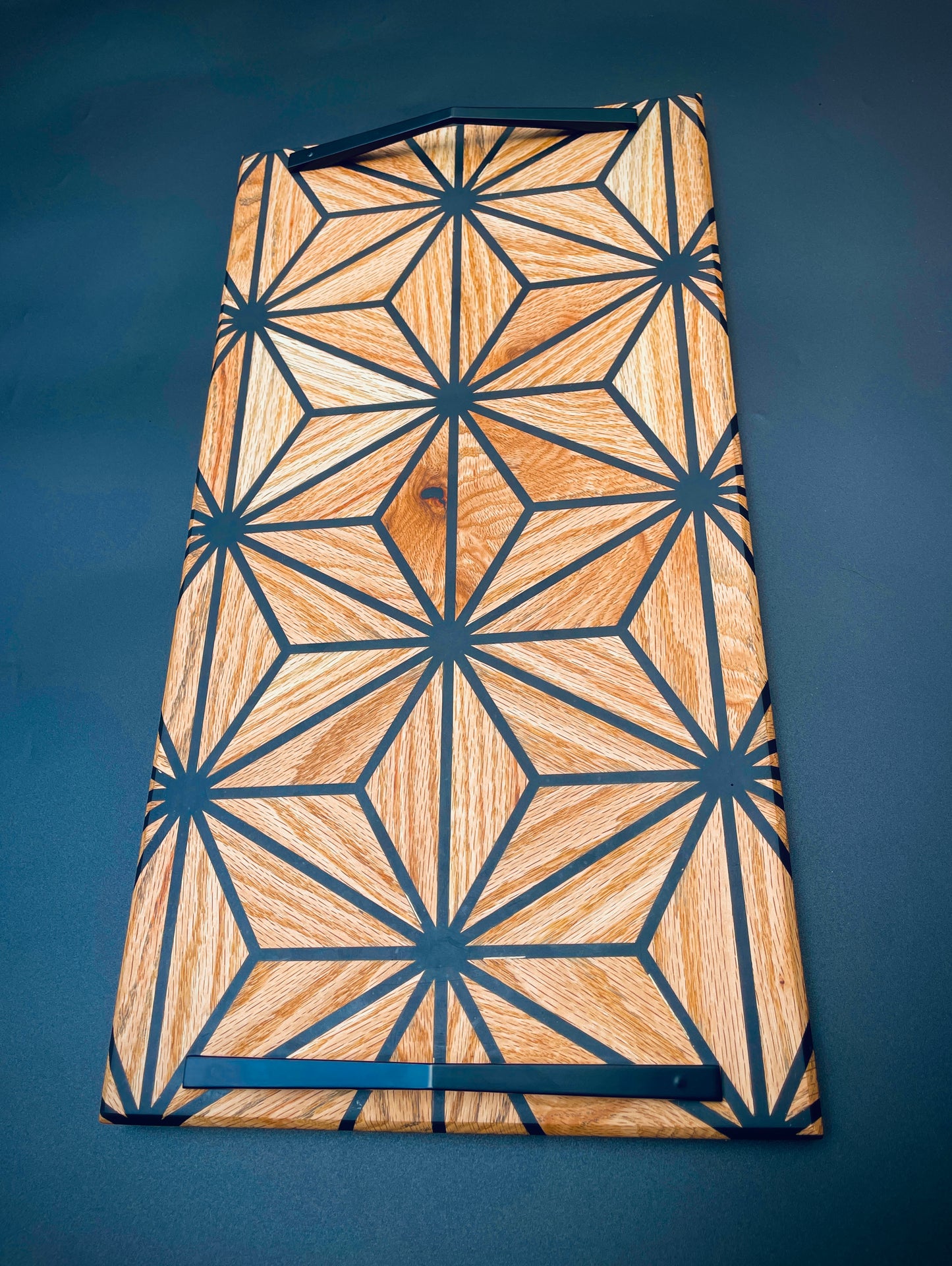 Geometric Oak & Resin Charcuterie Board