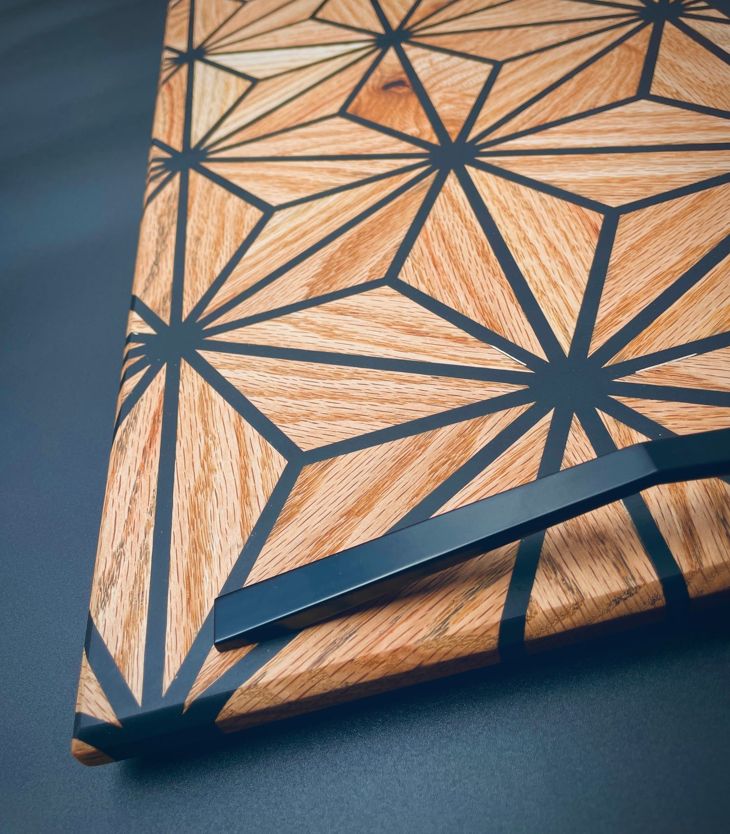 Geometric Oak & Resin Charcuterie Board