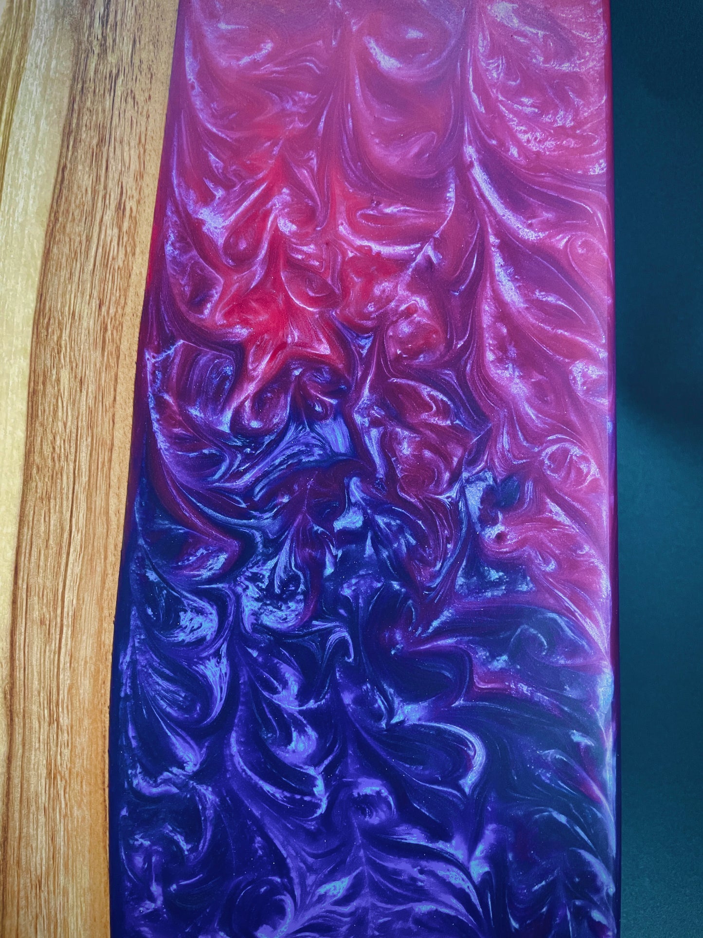 Live Edge Olive Wood & Two-tone Epoxy Charcuterie Board